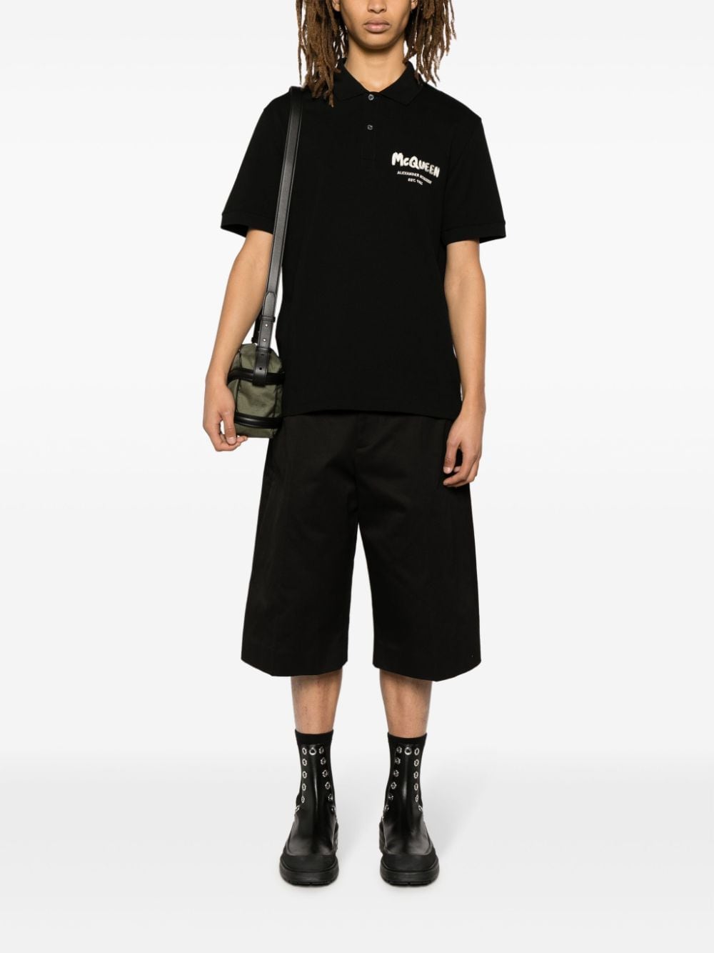 Alexander McQueen Poloshirt met geborduurd logo - Zwart