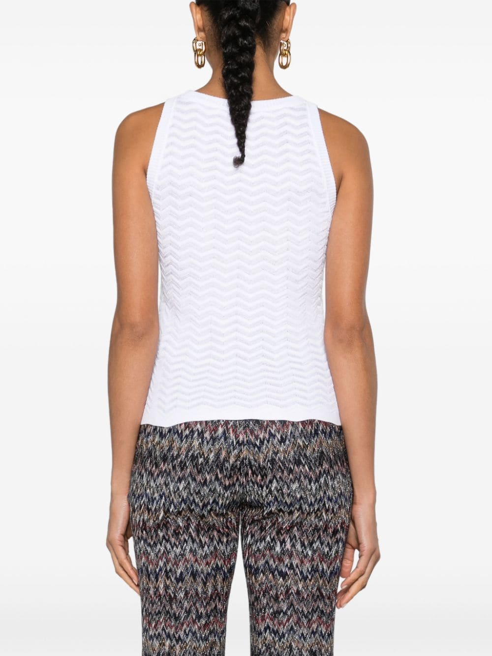 Shop Missoni Scoop-neck Zigzag Tank Top In White