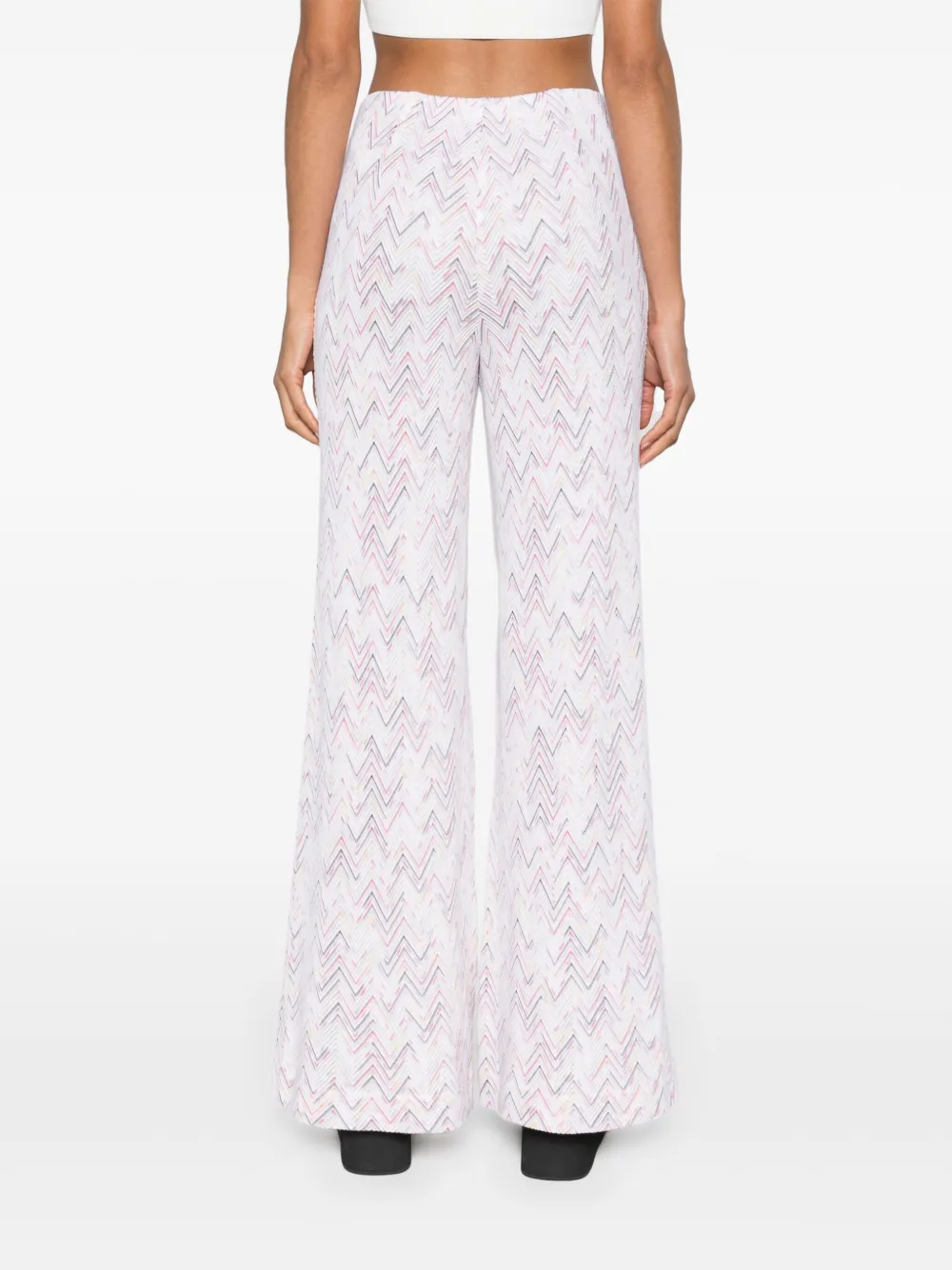 Shop Missoni Zigzag-woven Wide-leg Trousers In White