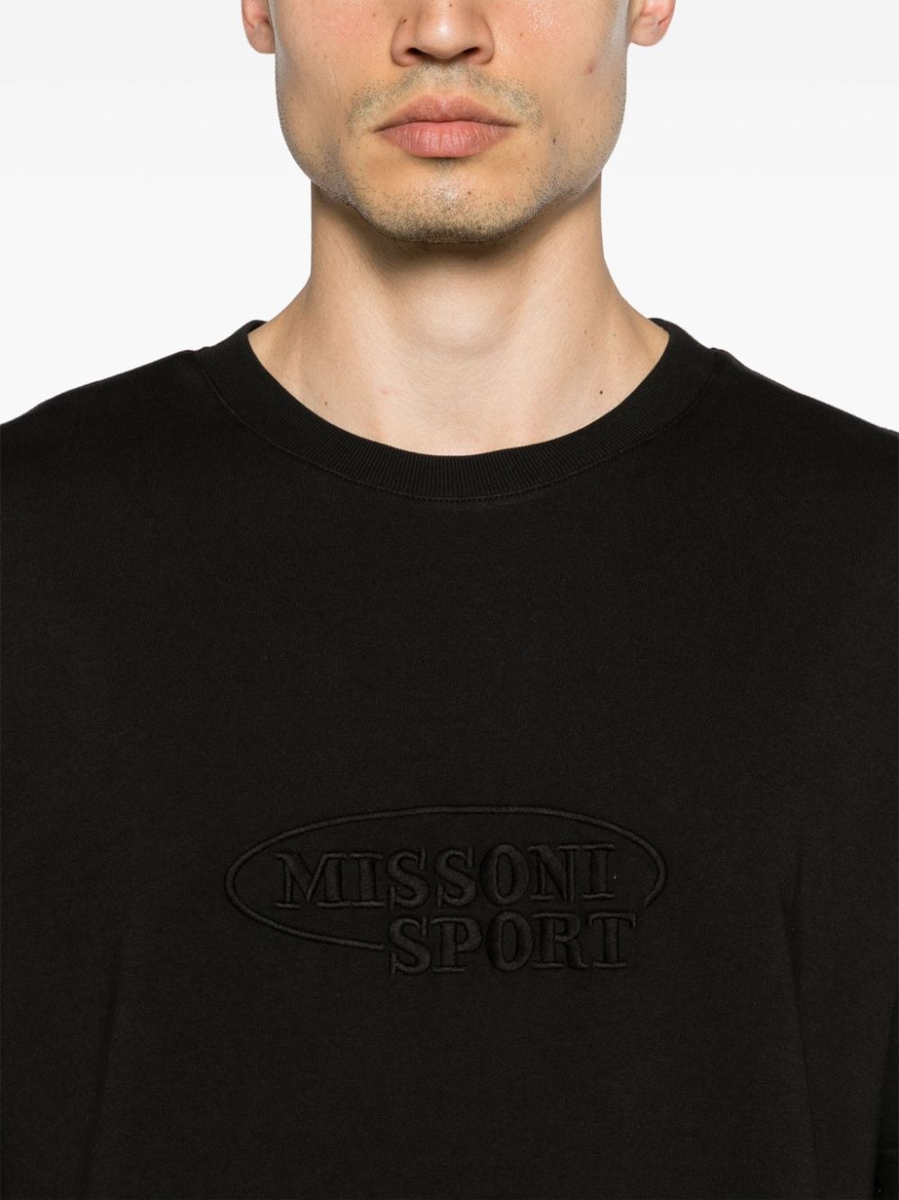 Shop Missoni Logo-embroidered Cotton T-shirt In Black
