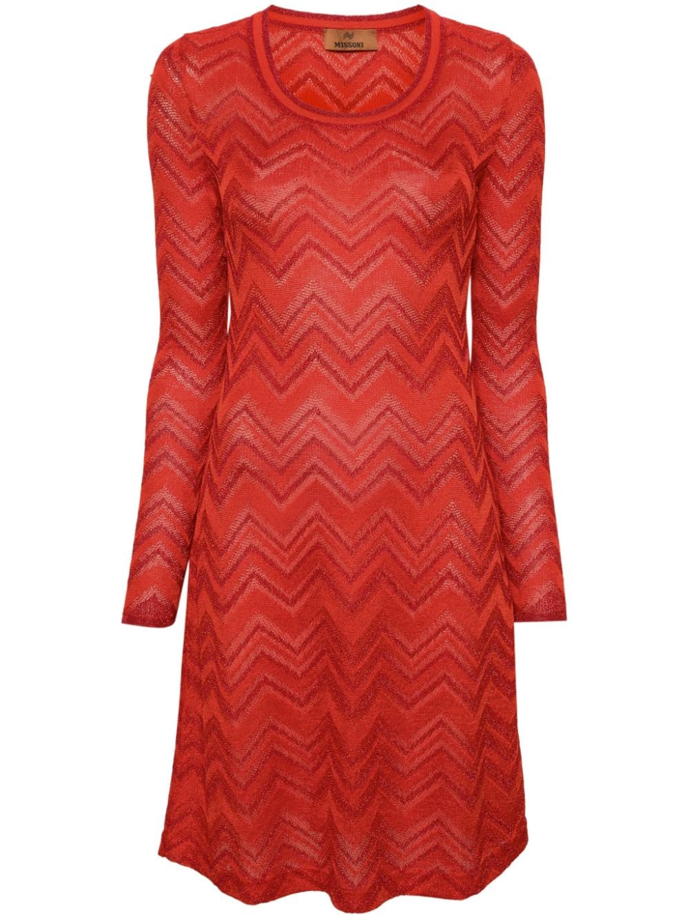 Missoni Zig-zag Woven Short Dress In Red