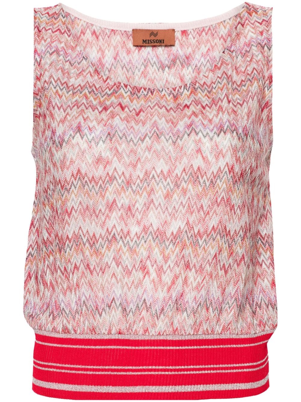 Missoni Lamé Chevron-knit Tank Top In Pink