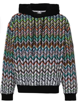 Missoni logo-embroidered Zigzag Hoodie | Black | FARFETCH NZ