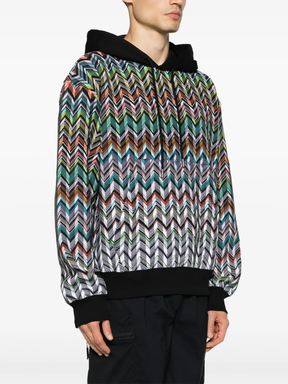 Shop Missoni Logo-embroidered Zigzag Hoodie In Schwarz