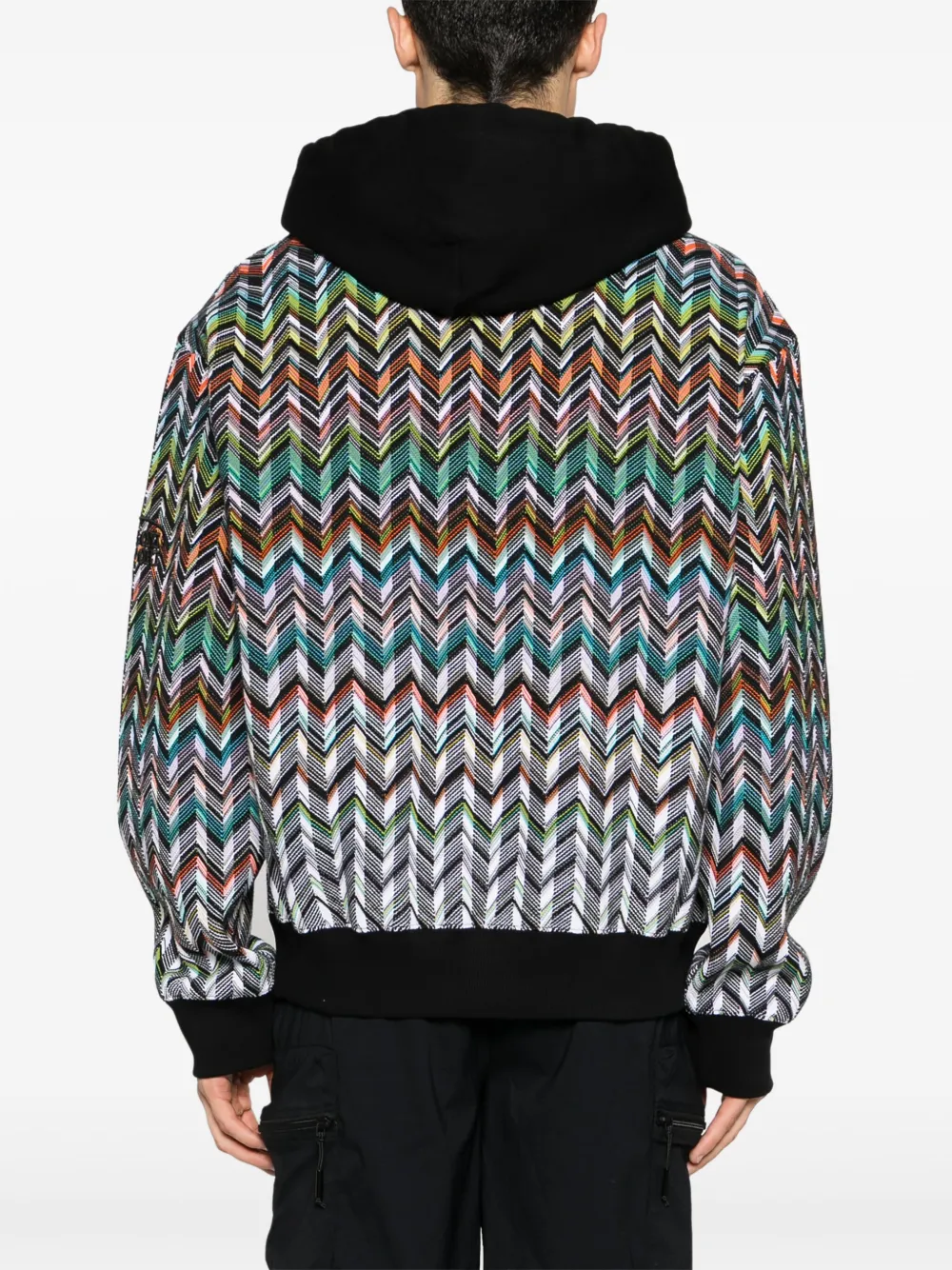 Shop Missoni Logo-embroidered Zigzag Hoodie In Schwarz