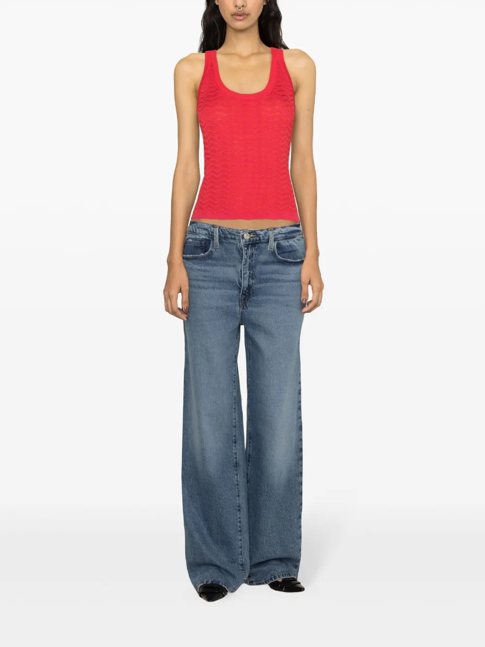 Missoni Tanktop van katoenblend en zigzagpatroon - Roze