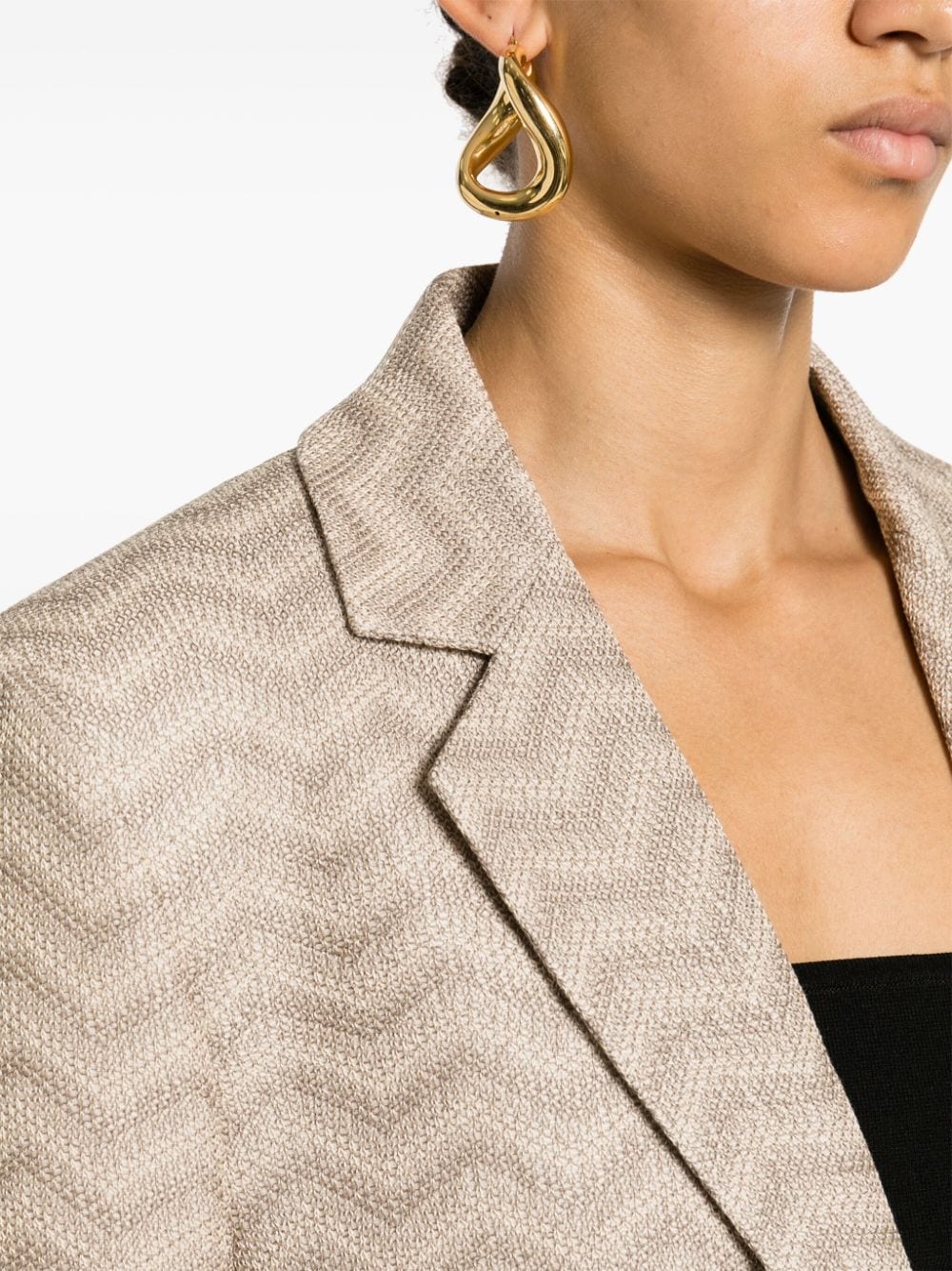 Shop Missoni Chevron-knit Single-breasted Blazer In Neutrals