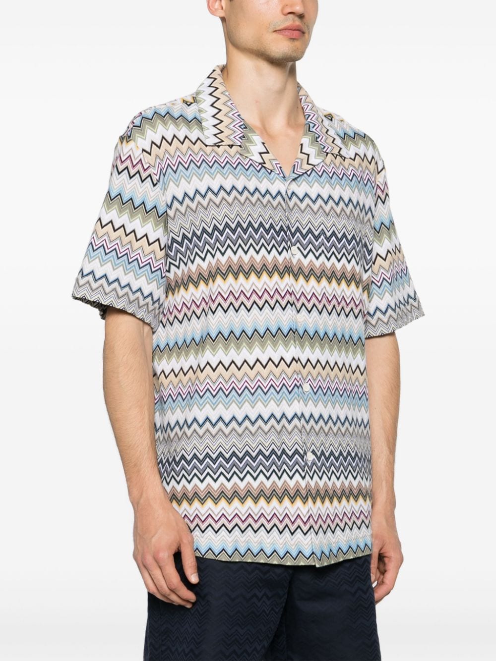 Shop Missoni Chevron-knit Cotton Shirt In Green