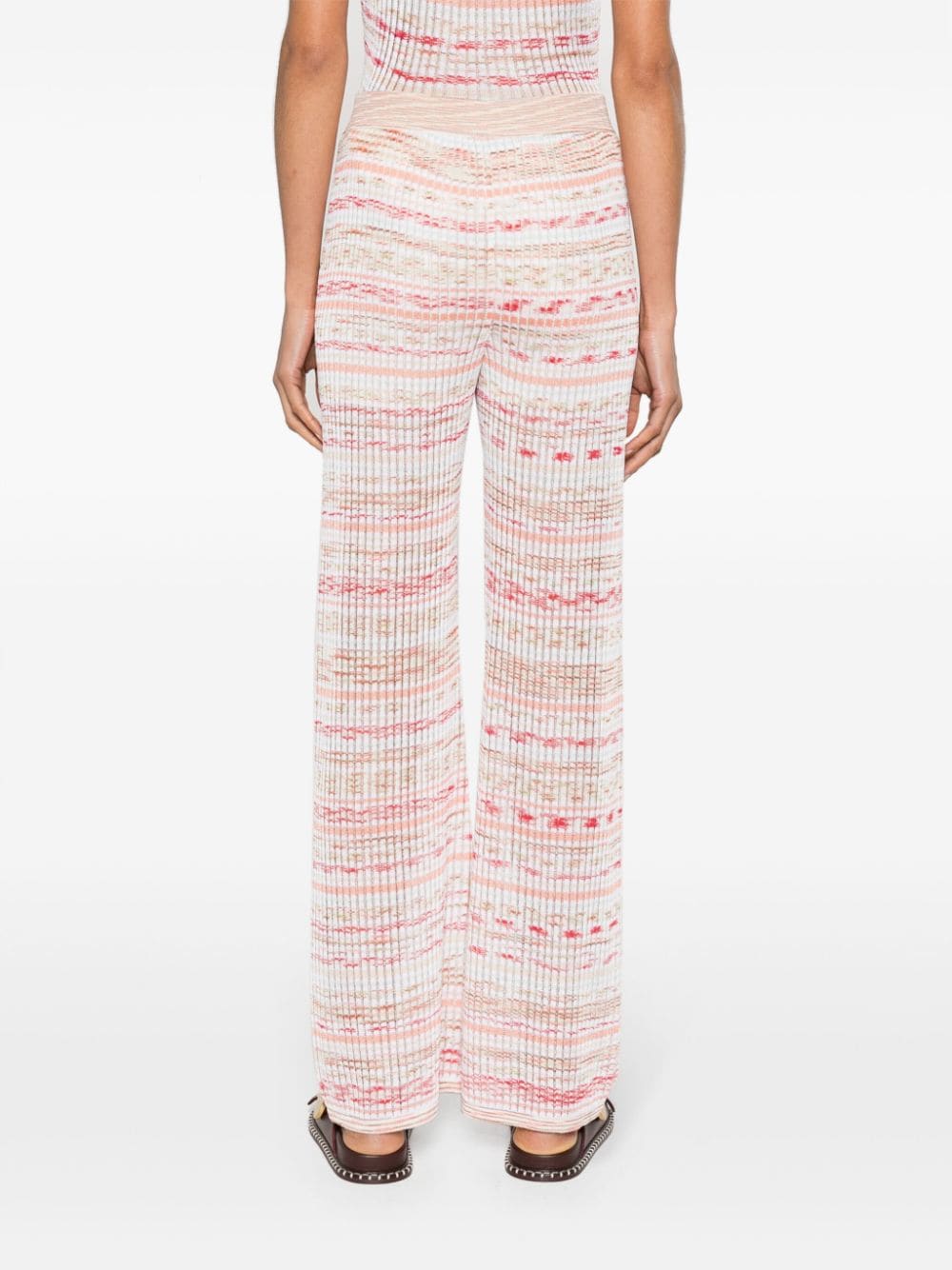 Shop Missoni Striped Intarsia-knit Flared Trousers In White