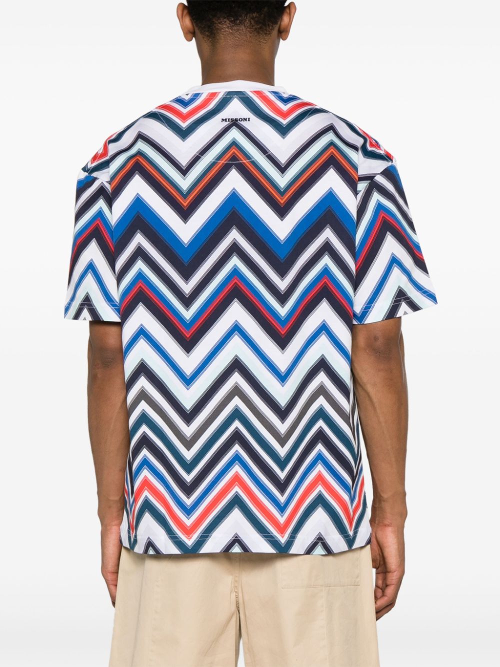 Shop Missoni Zigzag-print Cotton T-shirt In 蓝色