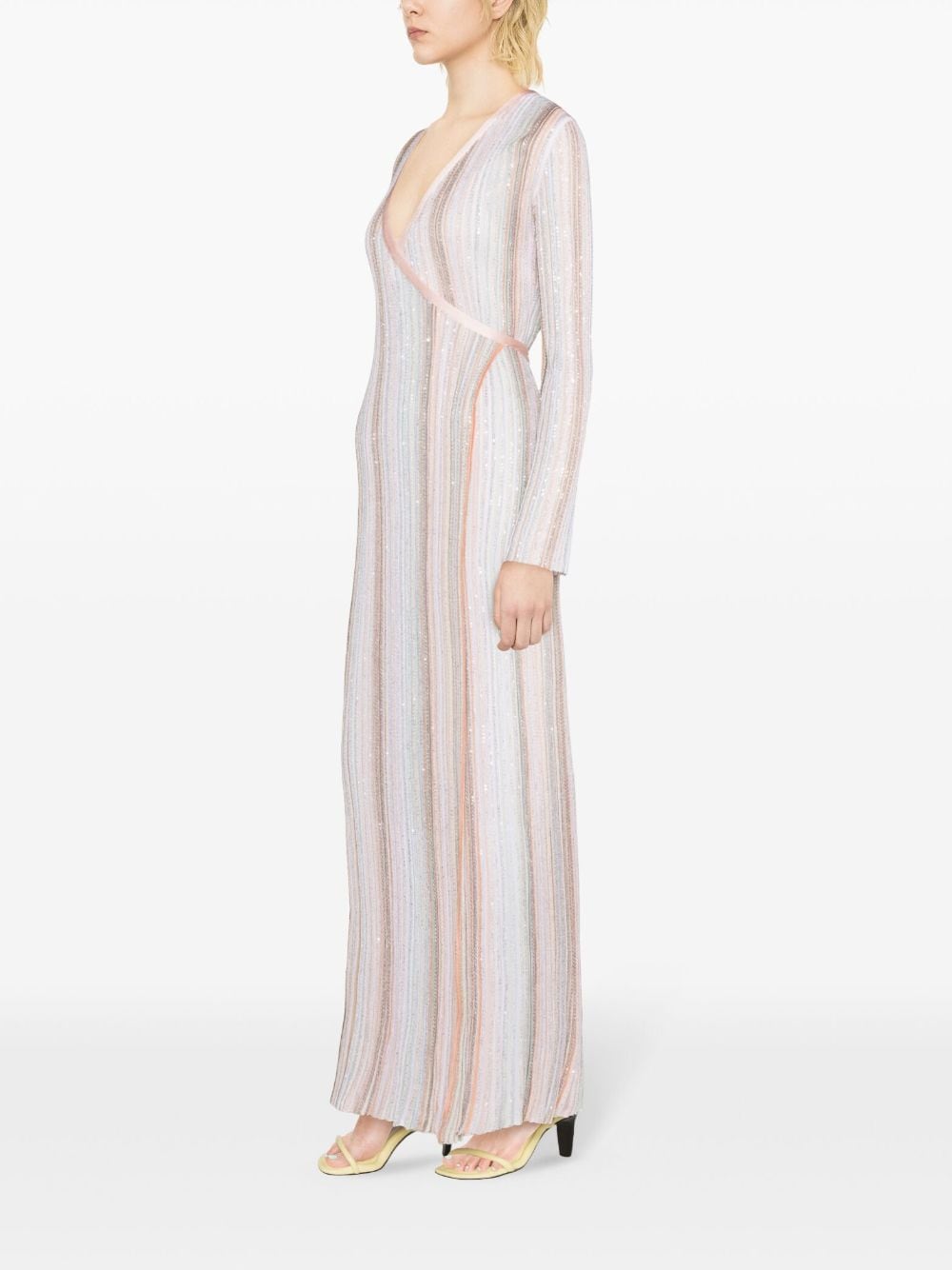 Shop Missoni Sequin-embellished Wrap Maxi Dress In 粉色