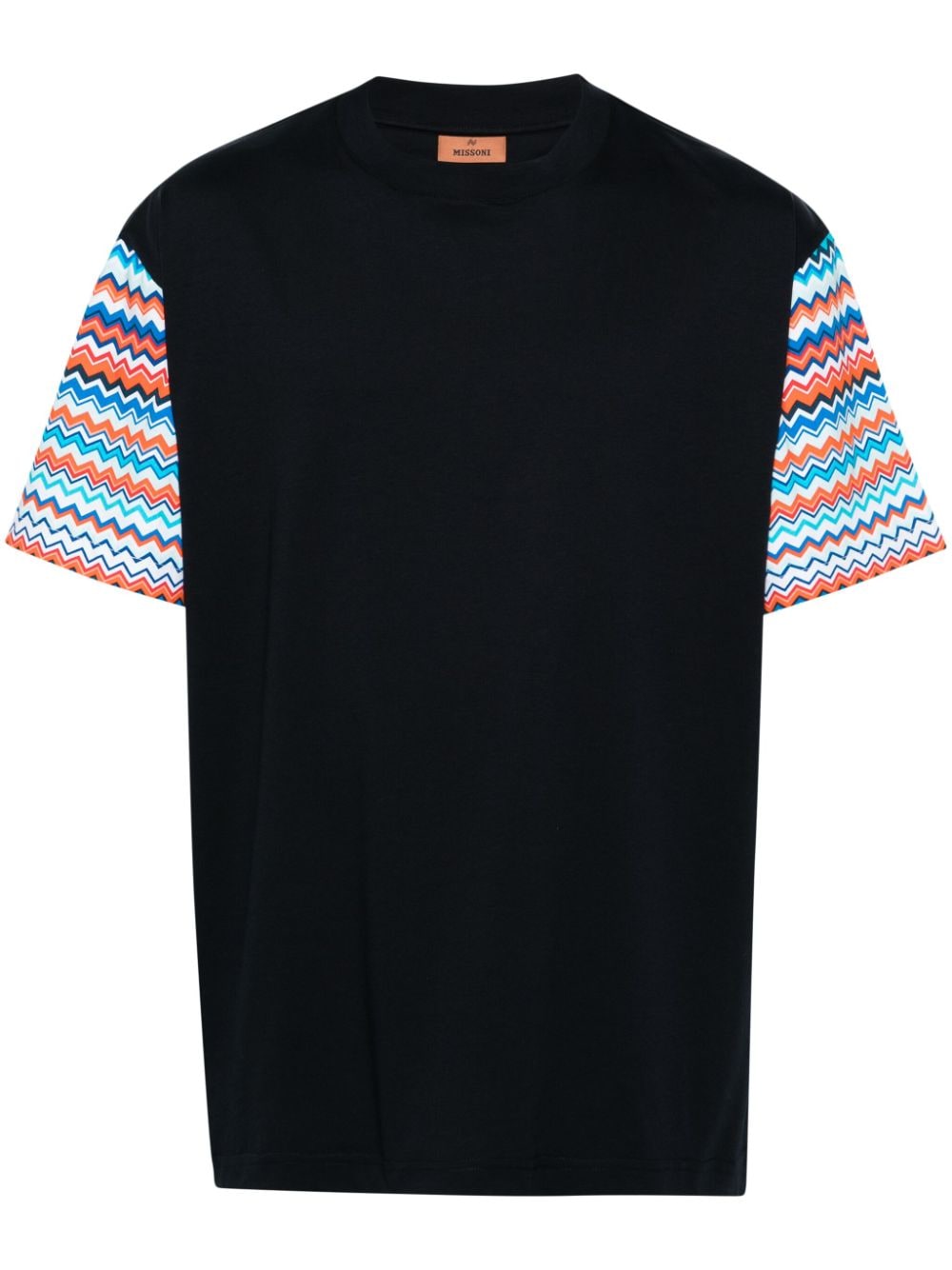 Shop Missoni Zigzag-sleeves Cotton T-shirt In Blue