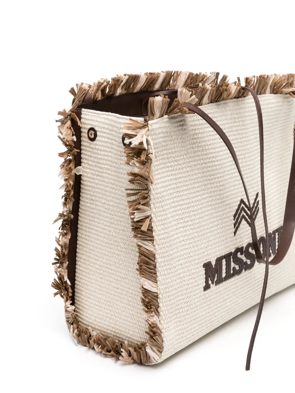 Shop Missoni Logo-appliqué Frayed Tote Bag In 中性色