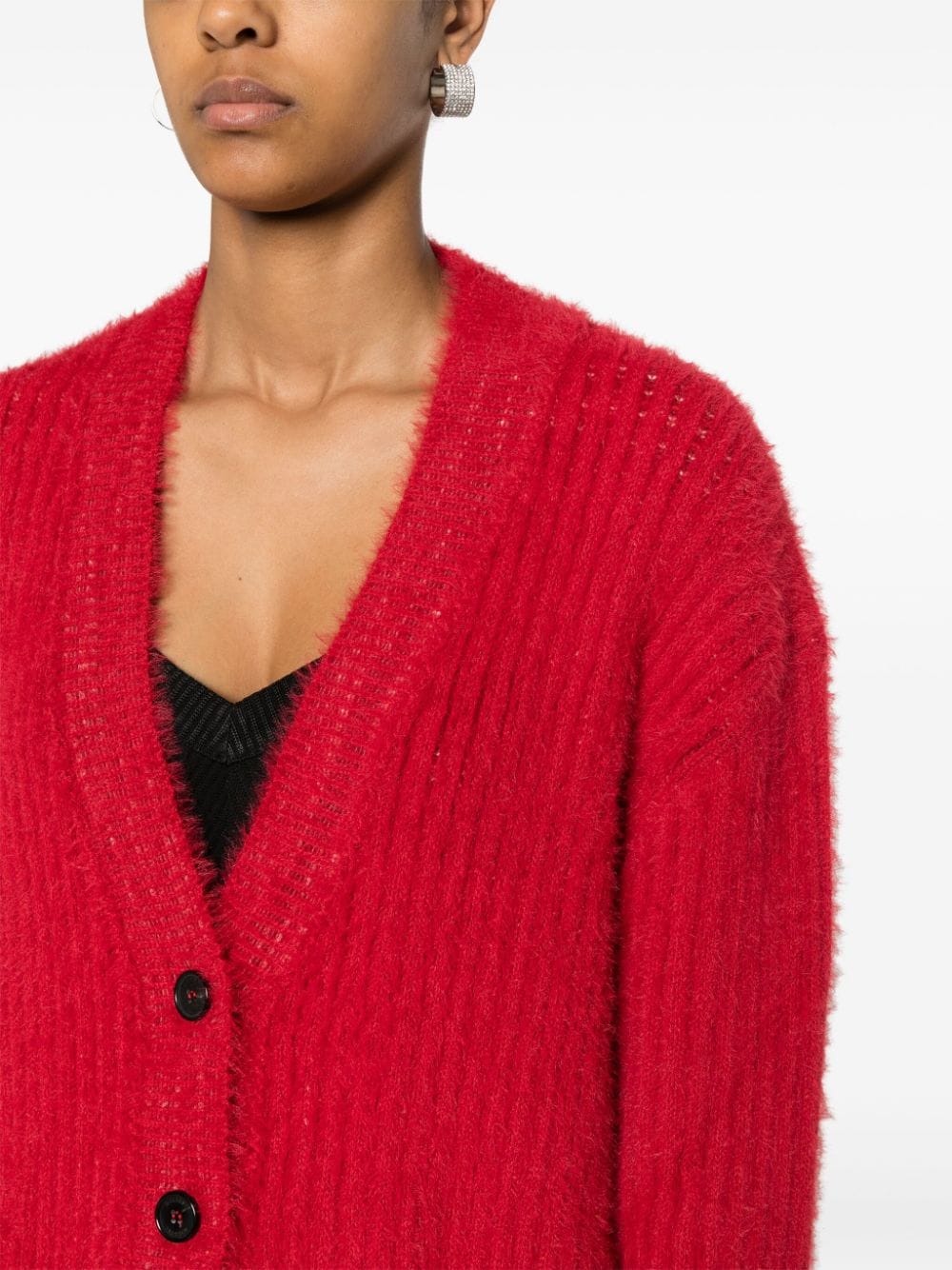 Shop Missoni Brushed Ribbed Cardigan In Red