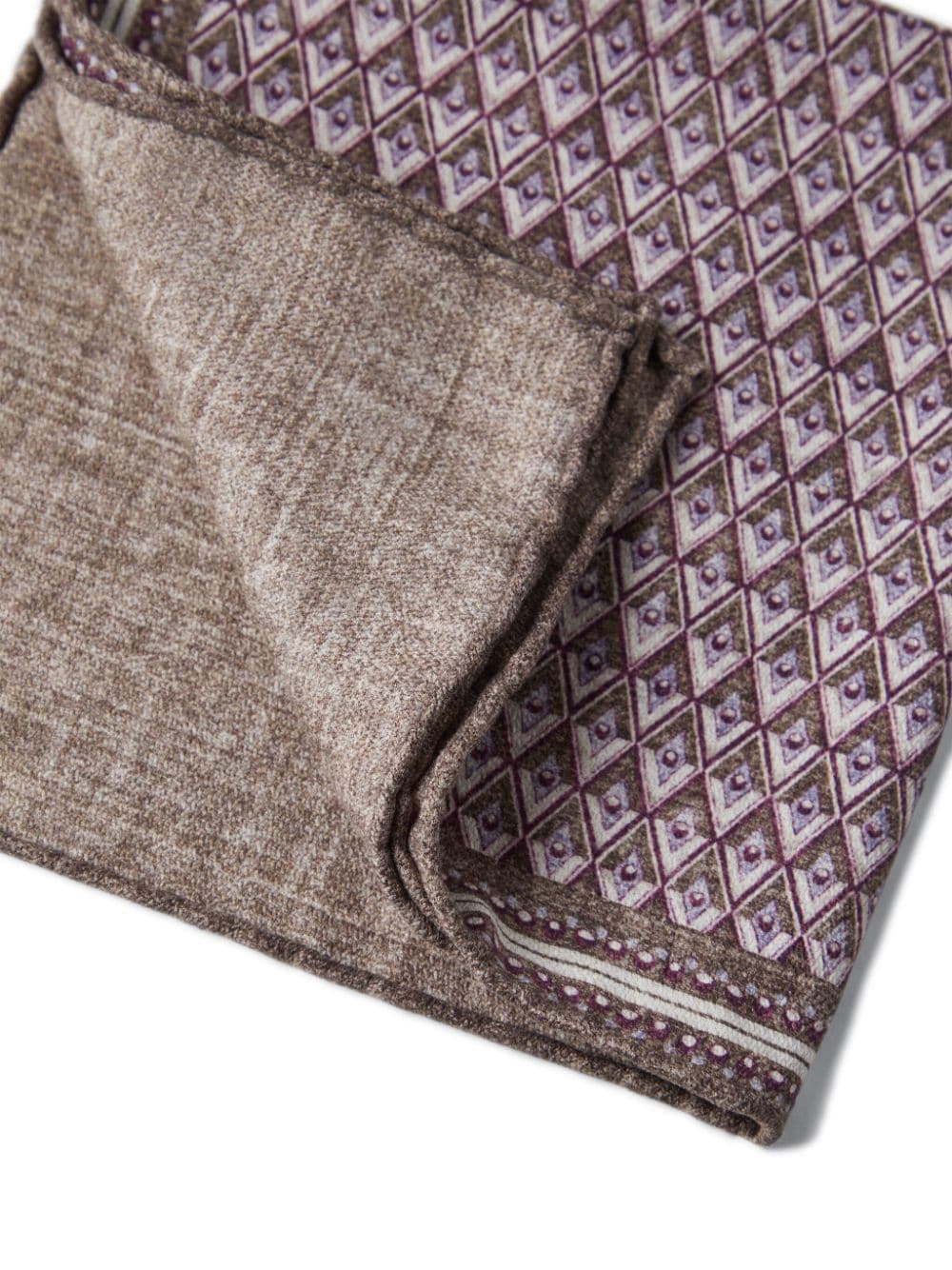 Shop Brunello Cucinelli Geometric-pattern Silk Pocket Square In Brown