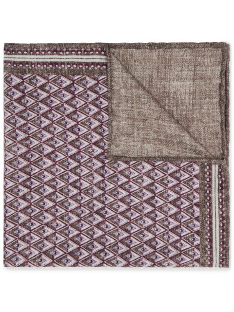 Brunello Cucinelli geometric-pattern silk pocket square Men