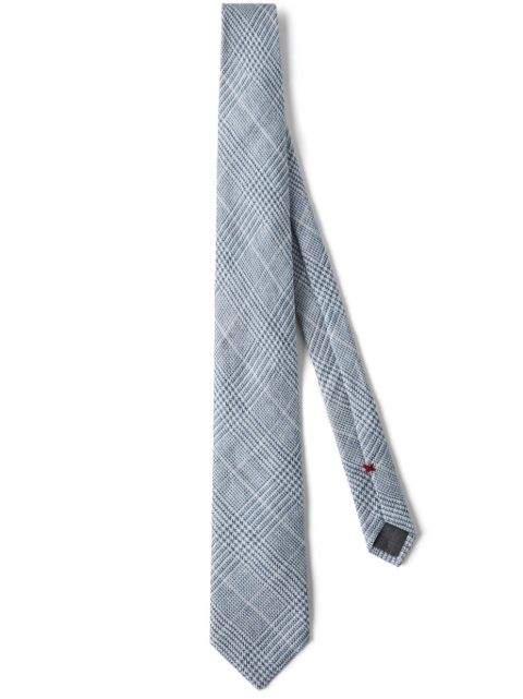 Brunello Cucinelli checked linen-silk tie Men