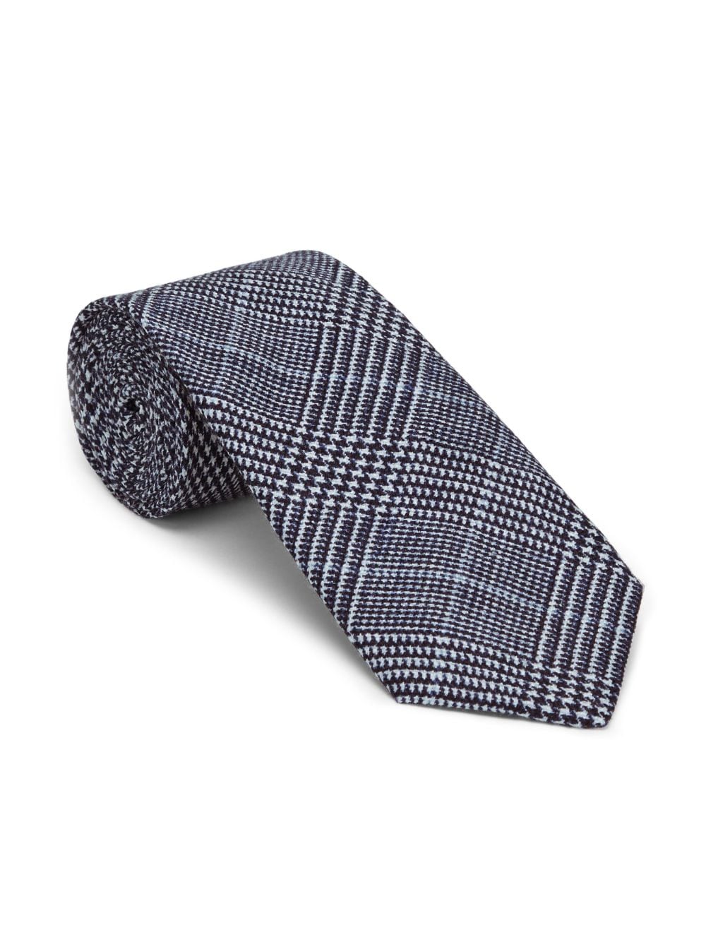 Shop Brunello Cucinelli Checked Silk-linen Tie In Blue