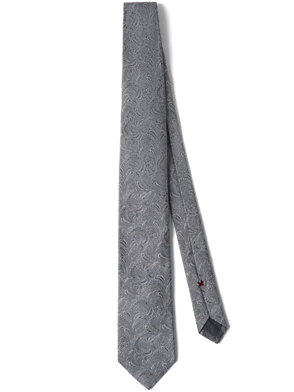 Shop Brunello Cucinelli Paisley-jacquard Silk Tie In Grey