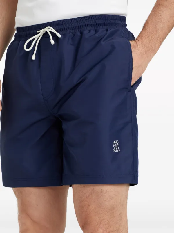 Brunello Cucinelli embroidered-logo Swim Shorts | Blue