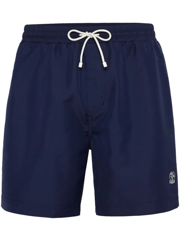 Brunello Cucinelli embroidered-logo Swim Shorts | Blue
