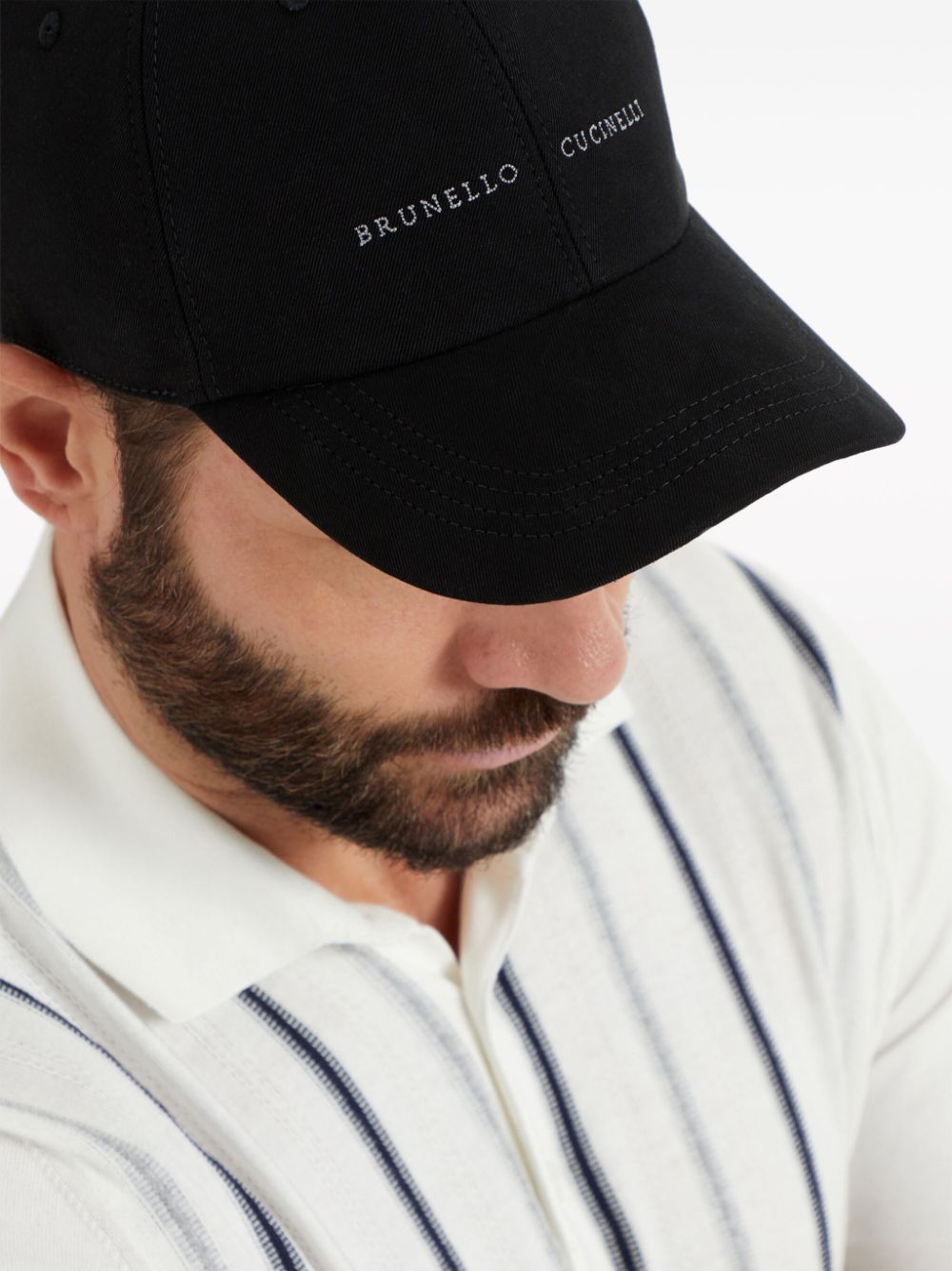 Shop Brunello Cucinelli Logo-embroidered Cotton Baseball Cap In Black