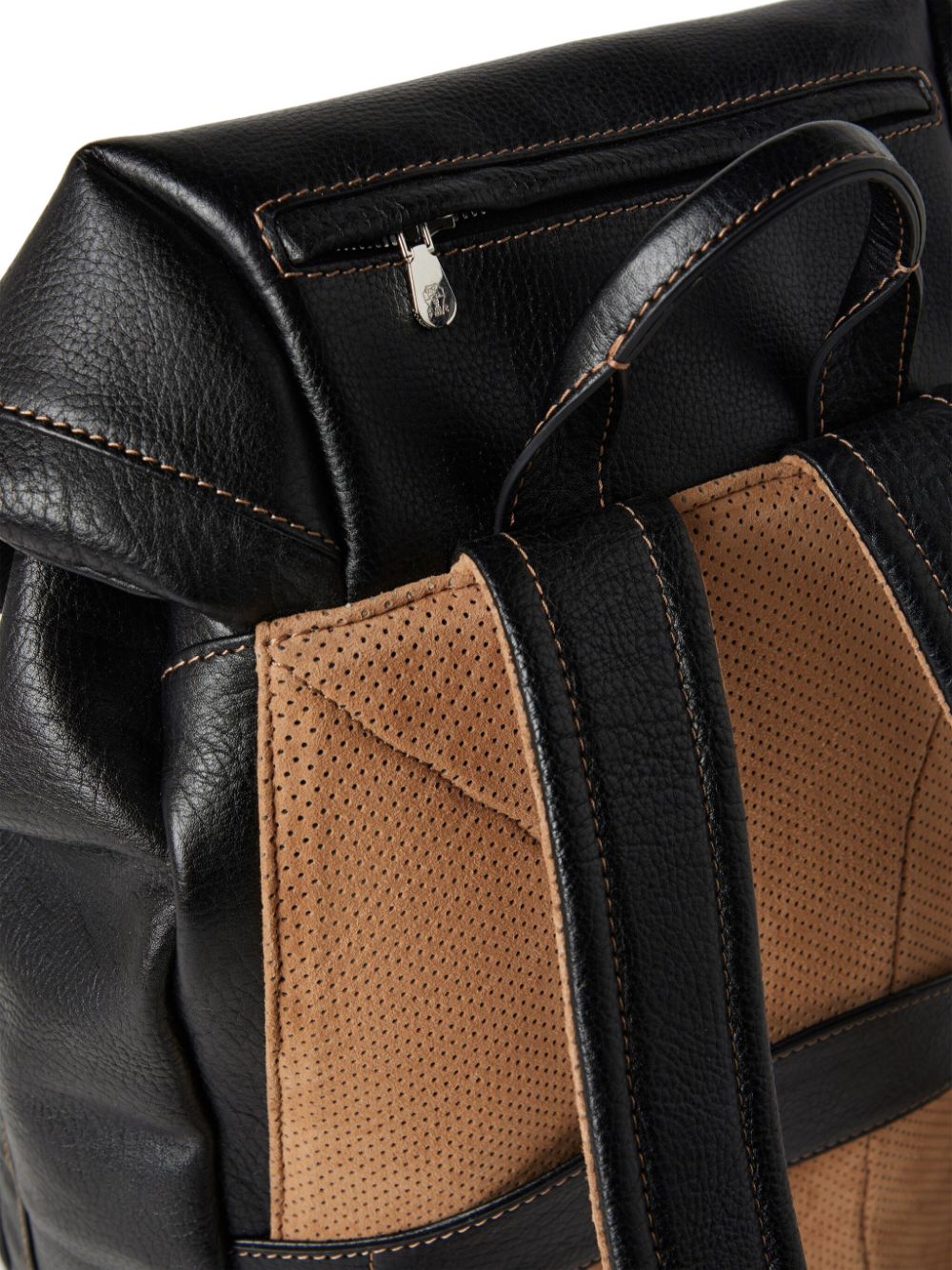 Shop Brunello Cucinelli Logo-print Leather Backpack In Black