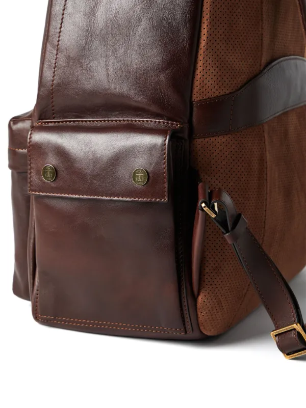 Brunello Cucinelli logo-print Leather Backpack | Brown | FARFETCH