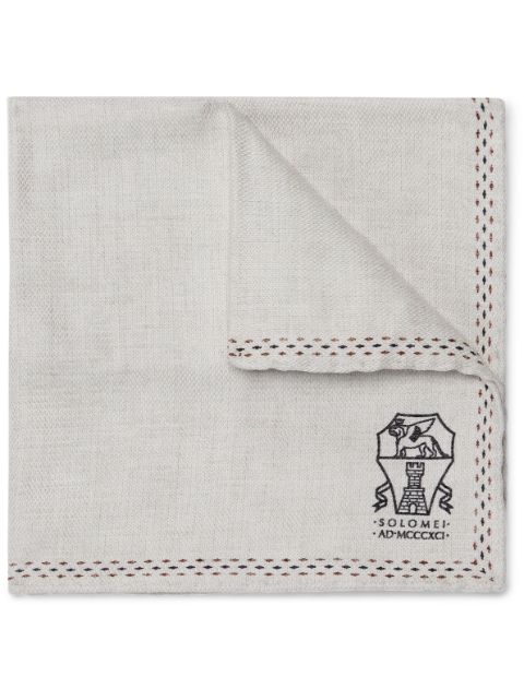 Brunello Cucinelli contrast-stitching silk pocket square Men