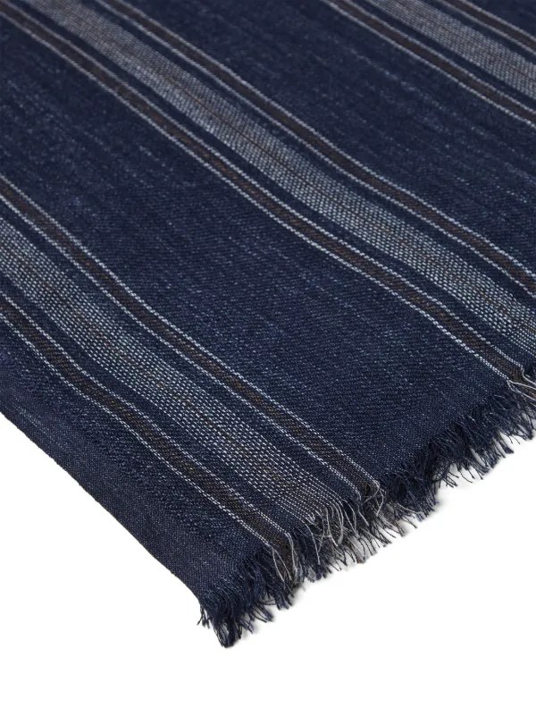 BRUNELLO CUCINELLI★Double knit striped scarf Brunello Cucinelli stripe-pattern silk-blend Scarf | Blue