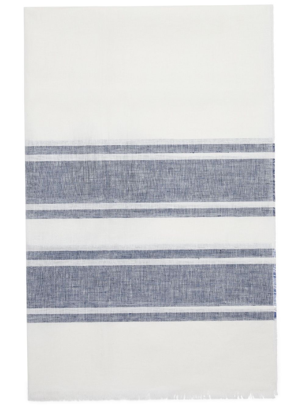 Brunello Cucinelli stripe-detail mélange linen scarf - White