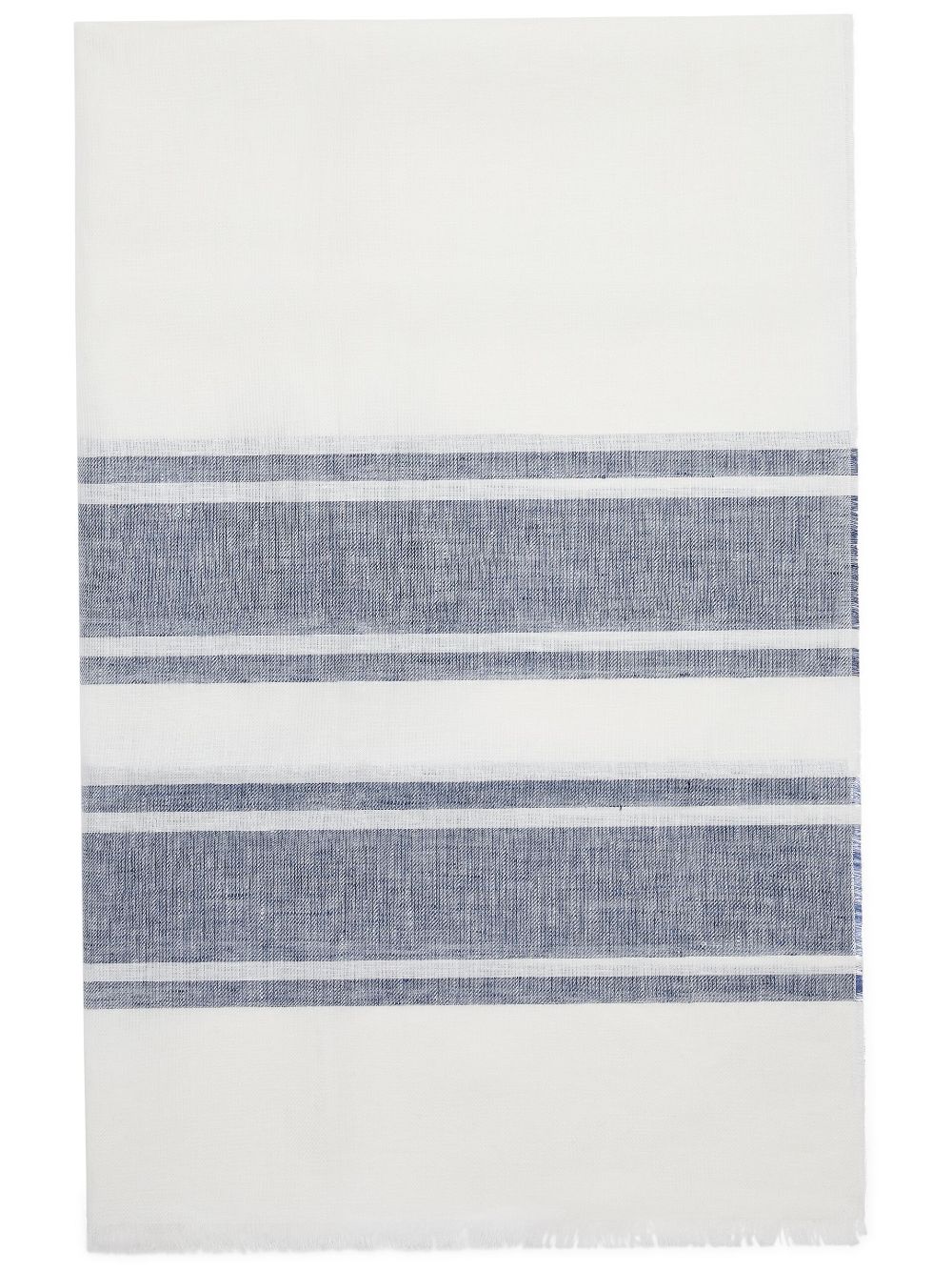 Shop Brunello Cucinelli Stripe-detail Mélange Linen Scarf In White