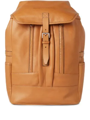 Tan leather online backpack