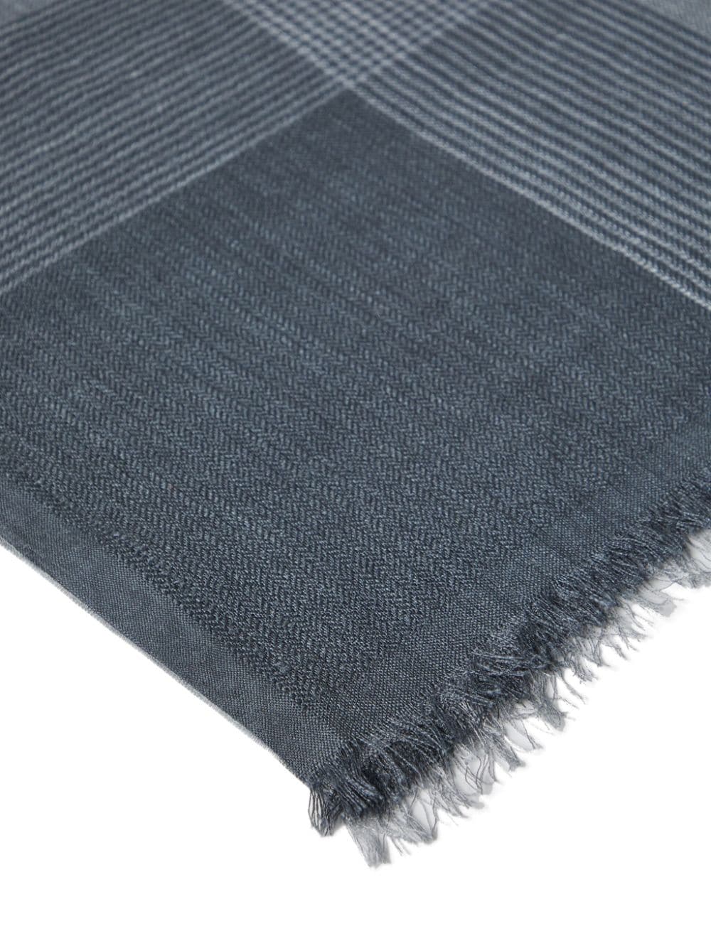 Shop Brunello Cucinelli Check-pattern Silk-blend Scarf In Grey