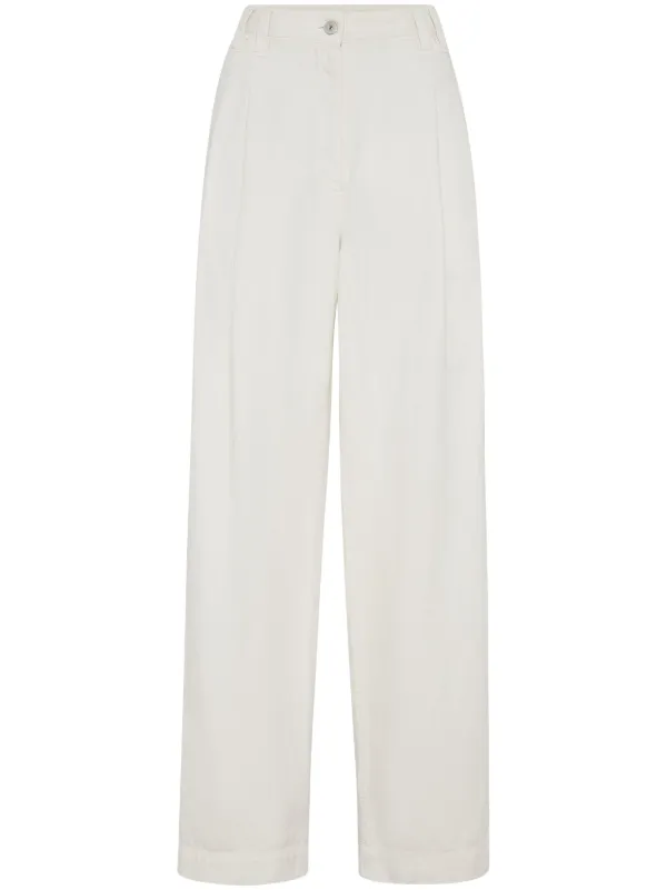 パンツ BRUNELLO CUCINELLI Women Straight Pants M0F70P8593 C8555 Whi BRUNELLO CUCINELLI: Pants woman - White | Brunello Cucinelli