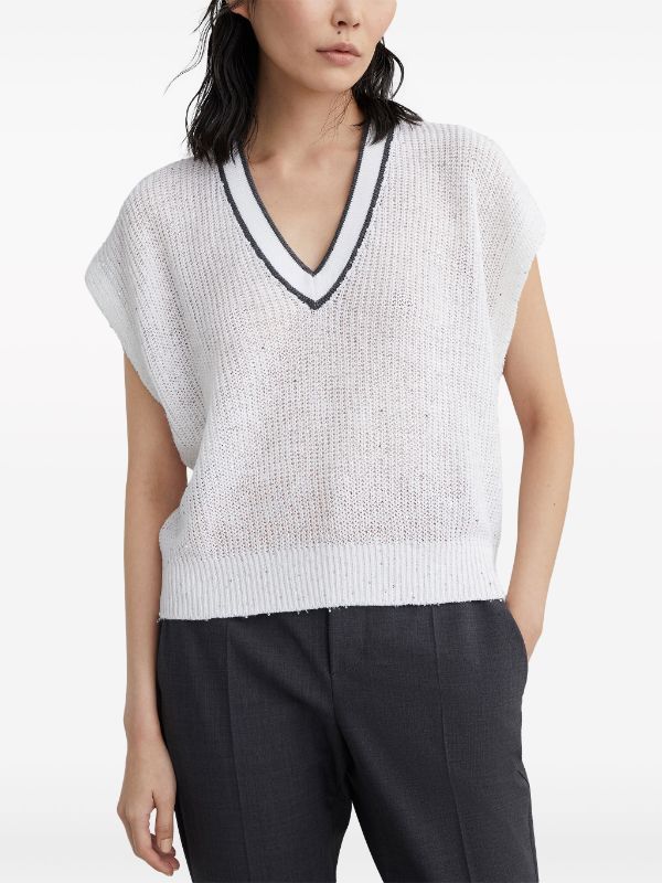 Brunello Cucinelli waffle-knit V-neck Vest - Farfetch