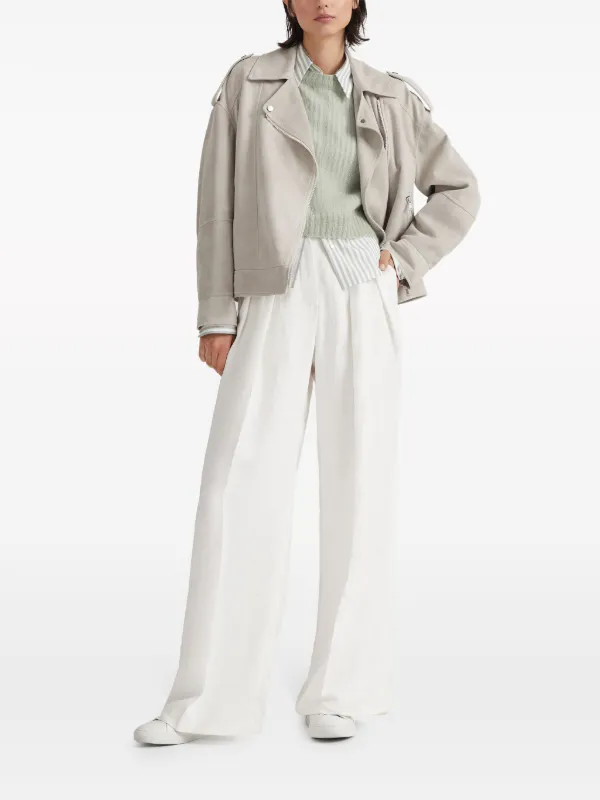Brunello Cucinelli wide-leg Tailored Trousers | White | FARFETCH