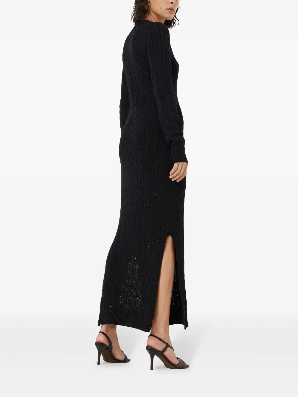 Shop Brunello Cucinelli Sequin-embellished Cable-knit Dress In Black