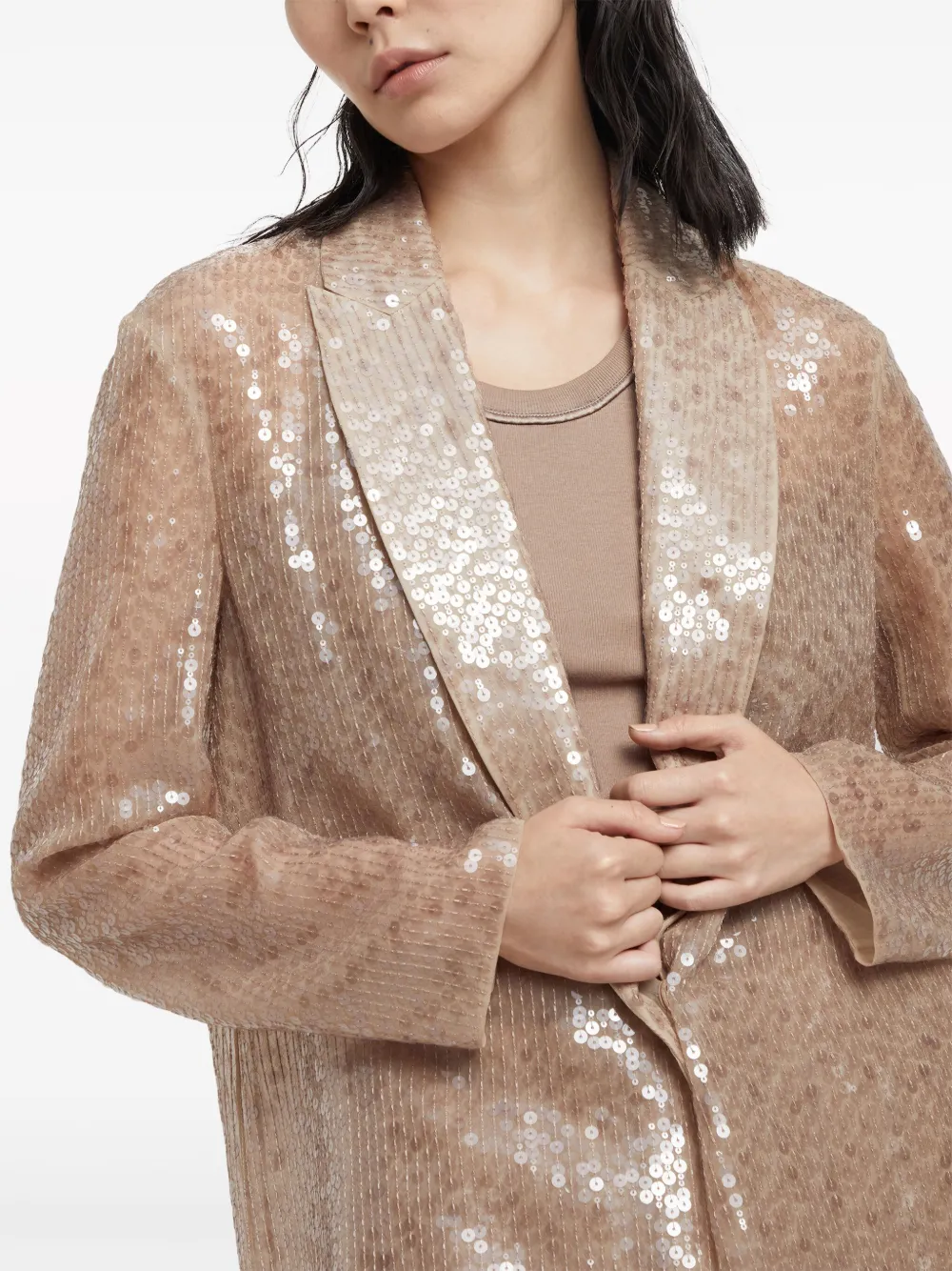 Brunello Cucinelli Pak met enkele rij knopen Beige