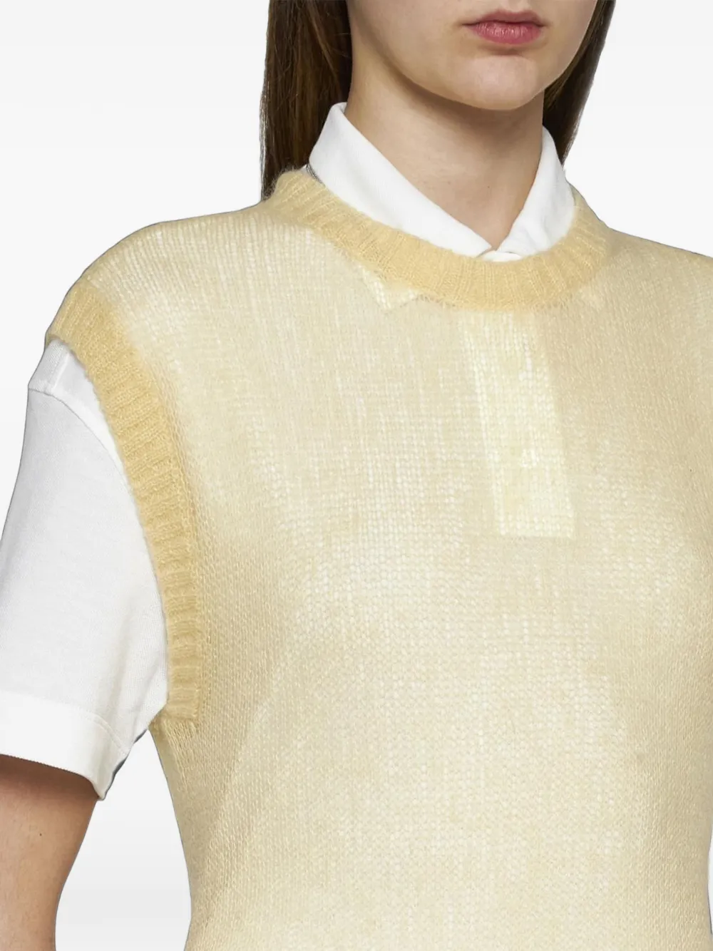 Brunello Cucinelli Gebreide spencer met ronde hals Beige