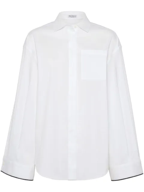 Brunello Cucinelli contrast-border poplin shirt