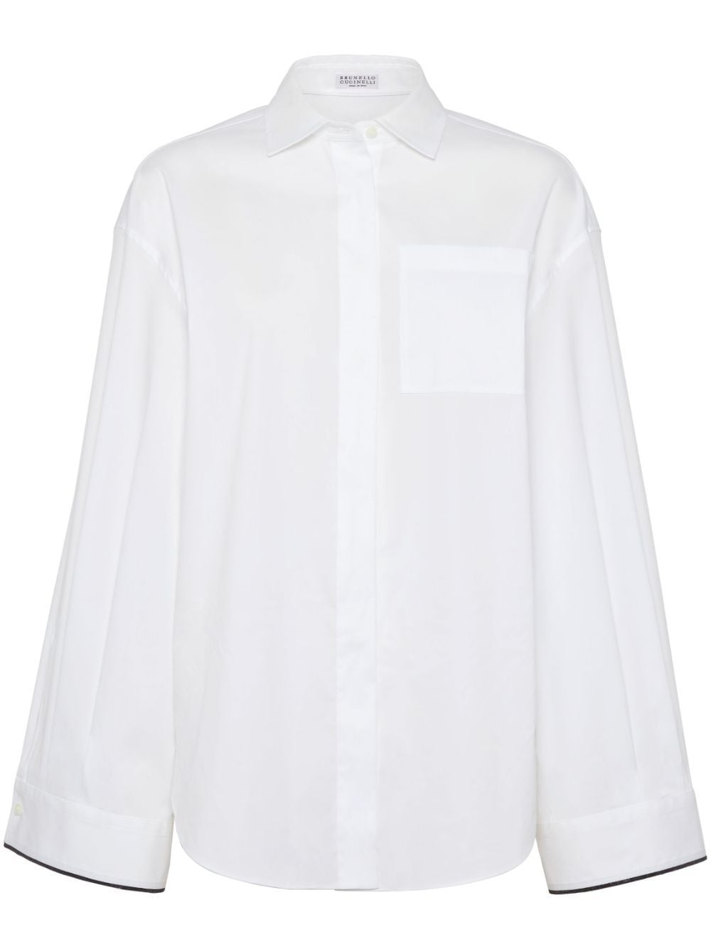 Shop Brunello Cucinelli Contrast-border Poplin Shirt In White