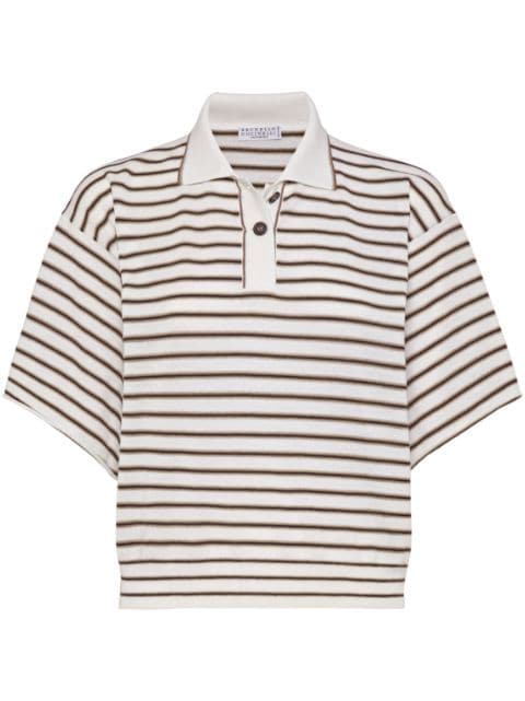 Brunello Cucinelli striped cropped polo shirt