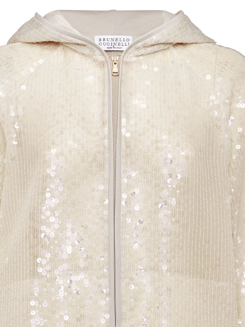 Shop Brunello Cucinelli Sequinned Hooded Jacket In Nude