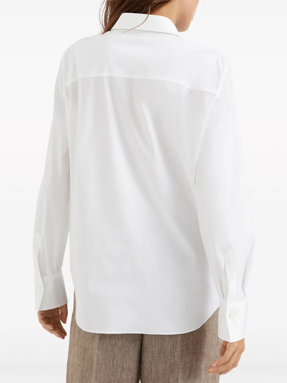 Brunello Cucinelli Blouse met lange mouwen met afwerking Wit