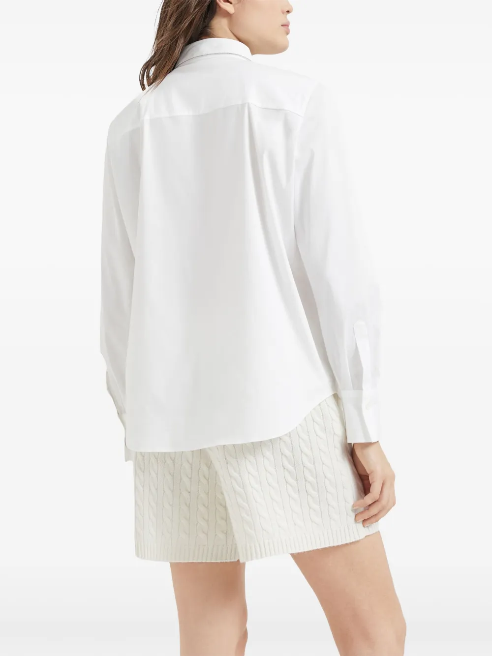BRUNELLO CUCINELLI ホワイトブラウス Brunello Cucinelli collar-trim long-sleeve Shirt | White | FARFETCH CA