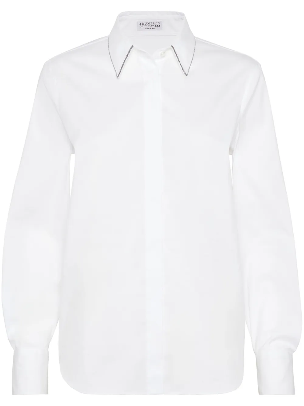 Brunello Cucinelli カラートリム シャツ - ホワイト Brunello Cucinelli カラートリム シャツ - ホワイト