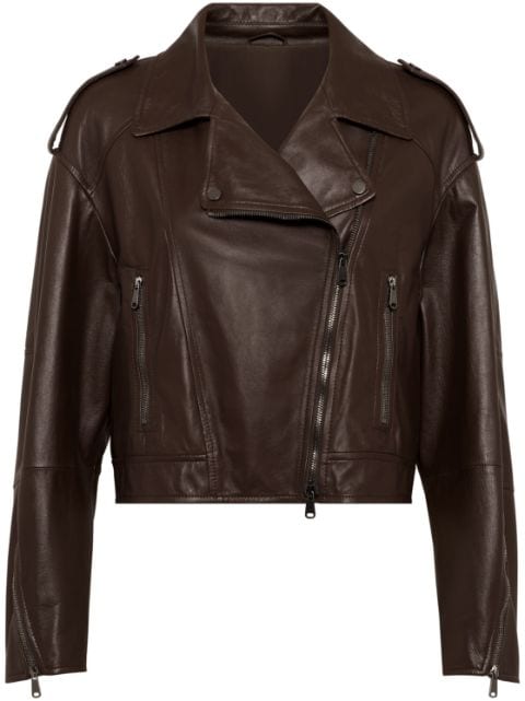 Brunello Cucinelli panelled leather cropped jacket