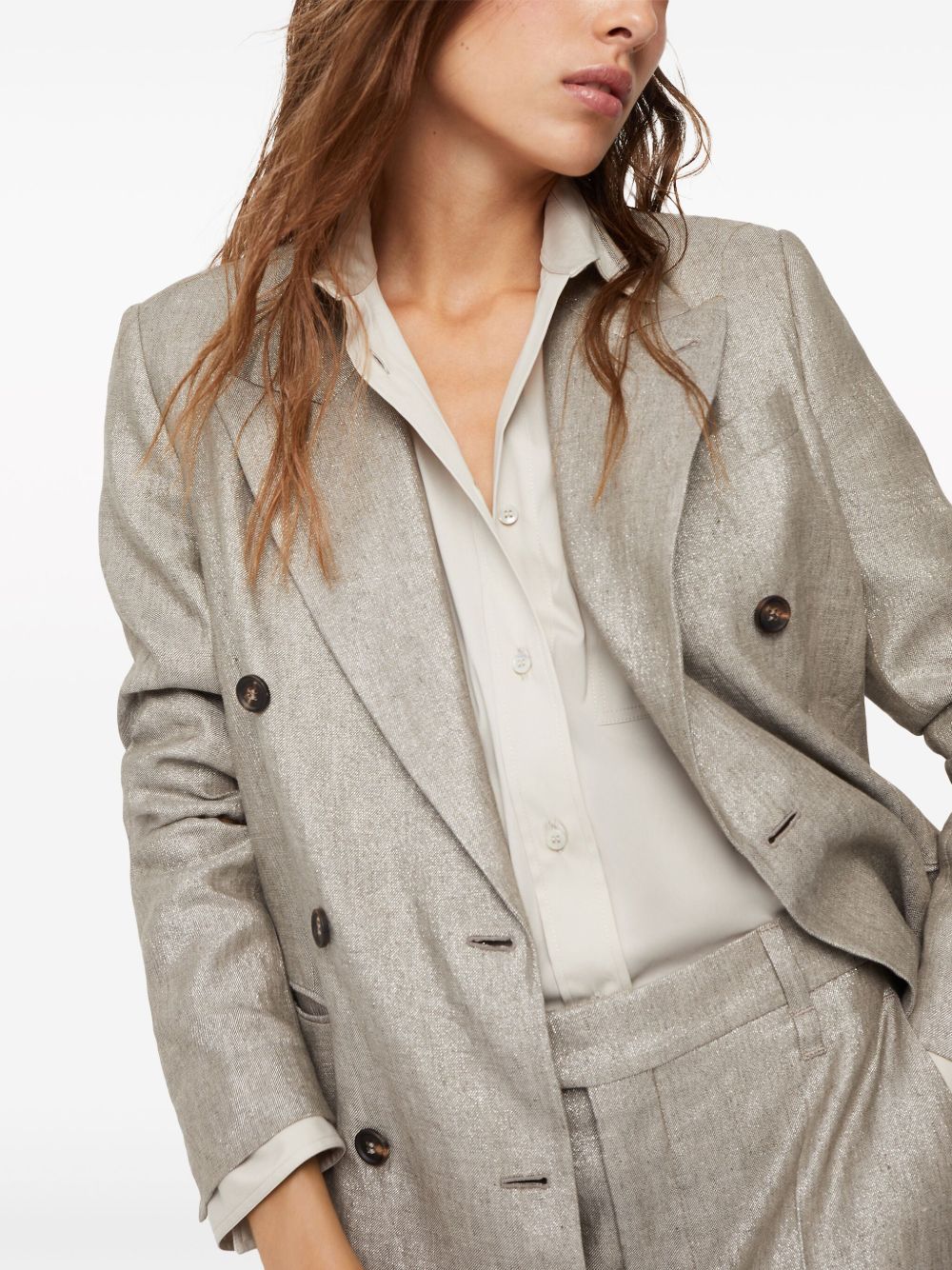 Brunello Cucinelli Monili-detail melange-effect blazer Women