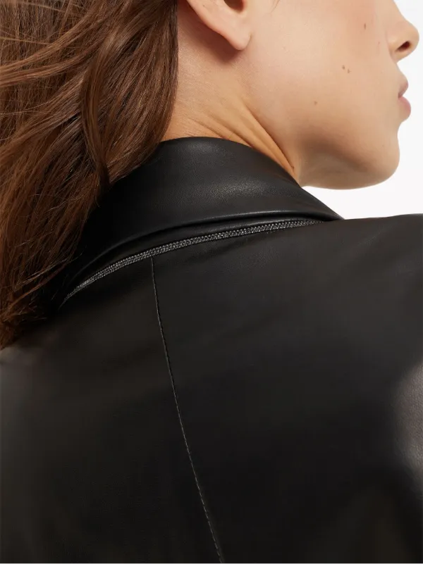Brunello Cucinelli single-breasted Leather Blazer | Black